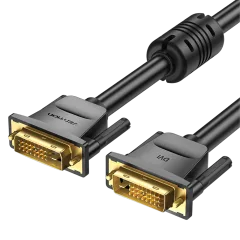 Vention Cotton Braided DVI-D (24 1) Male to Male Cable 2m, Black