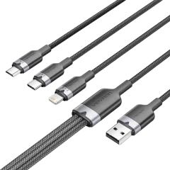 Vention USB 2.0 A Male to 3-in-1 Micro-B USB-C Lightning Male Cable 1,5m, Gray