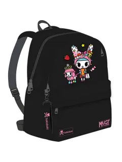 Ruksak Must team Tokidoki crni s dvostrukim dzepovima (i privjeskom za ključeve) 32x19x42cm
