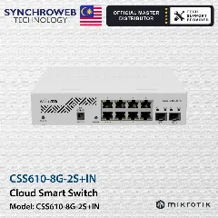 Mikrotik Cloud Smart Switch 610-8G-2S IN, 8 x GbE, 2 x SFP