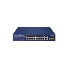 Planet 16-Port 10 100 1000T 802.3at PoE 2-Port 10 100 1000T 2-Port 1000X SFP Desktop Rackmount Switch