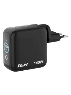 Punjač zidni sa zaslonom Verbatim Mini GaN #30240 140W, 4 priključka; 3xUSB-C PD 140W/1xUSB-A QC 3.0 (EN/UK/US)