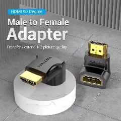 Vention HDMI 90 Degree Male to Female Vertical Flat Adapter Black