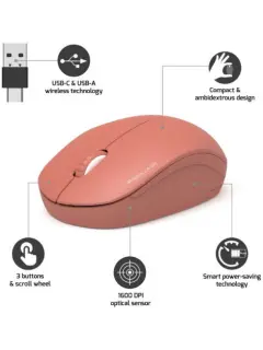 Port miš OFFICE bežični USB-A/USB-C, narančasti