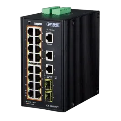 Planet Industrial 16-Port RJ45 Gigabit 802.3at PoE 2-Port RJ45 Gigabit 2-Port 100 1000X SFP Managed Switch