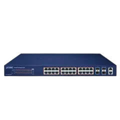 Planet Layer 2 24-Port 10 100 1000T 802.3at PoE 4-Port 10G SFP Stackable Managed Switch