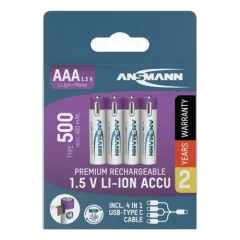 Ansmann Li-Ion batteries AAA type 500 (min. 400 mAh) 4pcs. paper blister