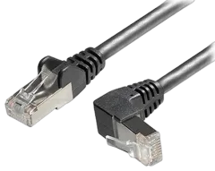 Transmedia Cat6A SFTP Patch Cable, RJ45 plug angled up, 0,5 m