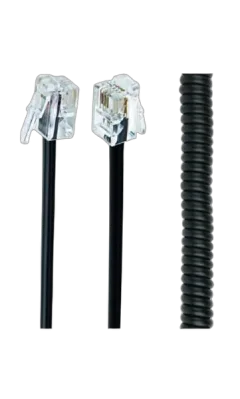 Gembird Telephone handset spiral cord, RJ10 (4P4C), 2 m, black