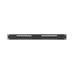 Masterlan patch panel 19", 16xRJ45, Cat5e, 1U, with tie bar, black
