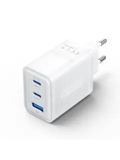 Vention 3-Port USB (C C A) GaN Charger (65W 65W 30W) EU-Plug, White