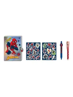 Set dnevnik s ključićem, stickerima i 2 kem. olovke Spiderman 508625