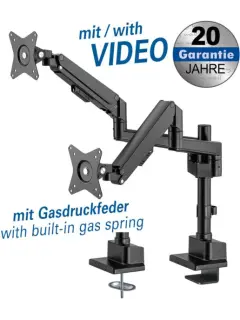 Transmedia Full-Motion Desk Bracket for 2 Flat Screens