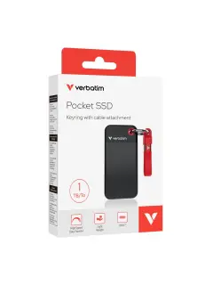 SSD Pocket Verbatim #32192 1TB 3.2 Gen2, USB-C, crno/crveni