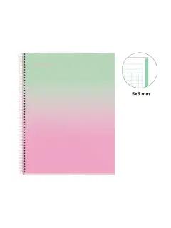 Kolegij blok Miquelrius A4 90g 80L spiralni kocke Gradient Mint & Pink MR4447