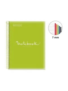Kolegij blok Miquelrius A4 90g 120L spiralni crte Emotions Lime MR49940