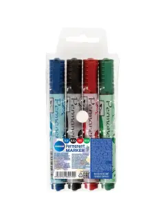 Markeri Centrum permanent (crni, plavi, crveni, zeleni) okrugli vrh 2-5mm u PVC vrećici 4/1 80270