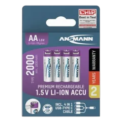 Ansmann Li-Ion batteries AA type 2000 (min. 1800 mAh) 4pcs. paper blister