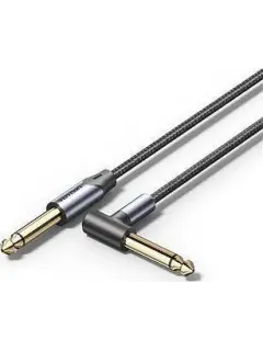 Vention Cotton Braided 6.35mm TS Male to Male Right Angle Audio Cable 10m, Gray