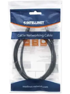 Intellinet Cat5e, CCA, U/UTP, PVC, RJ45, 1m, crni