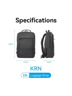 Vention Water-Repellent Laptop Backpack Black, 23L