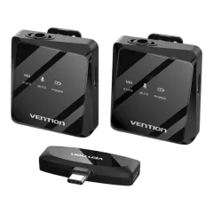 Vention USB-C 2-Pack Wireless Lavalier Microphone Black Type