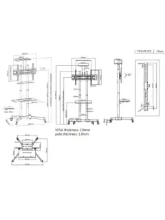 Manhattan pokretni podni stalak 37"-70",50 kg,crni