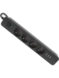Produžni kabel Defender SFS 133, zaštita od prenapona, 1.5m, 4 utičnice, USB, crni