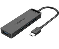 Vention Type-C to 4-Port USB 3.0 Hub, Black 0,15m