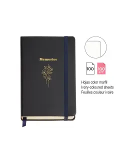 Dnevnik Miquelrius British Bouquet 90x140mm 100g čist crni s zlatnim natpisom MR8240