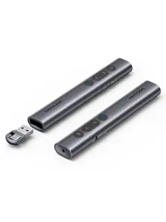 Vention Wireless PowerPoint Presentation Clicker with Red Laser Pointer – Gray