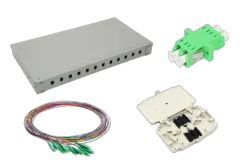 NFO Patch Panel 1U 19" Closed - Singlemode 12x LC APC Duplex Adapter Pigtail kazeta SET