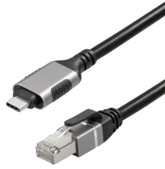 Transmedia Ethernet Cable Cat6 F UTP USB C to RJ45, 1m
