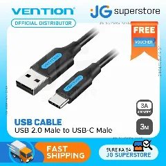 Vention USB 2.0 A Male to C Male 3A Cable 3m, Black