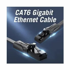 Vention Flat CAT.6 UTP Patch Cord Cable 1M Black