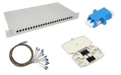 NFO Patch Panel 1U 19" Closed - Singlemode 24x LC UPC Duplex Adapter Pigtail kazeta SET