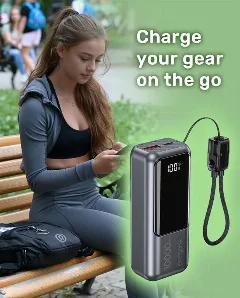 Gembird 20 W Compact fast charging power bank with LCD display, 10000 mAh, spacegrey