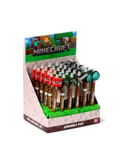 Kemijska olovka Puckator piši briši s Minecraft alatima silikonskim ukrasom sortirano 36/1 PEN275