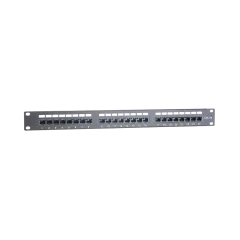 Masterlan patch panel 19", 24xRJ45, Cat5e, 1U, with tie bar, black
