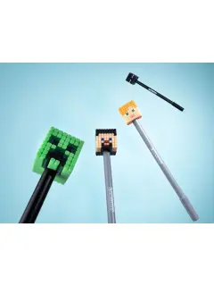 Set od 4 kemijske olovke Puckator piši briši s Minecraft Chibi silikonskim ukrasom PEN314