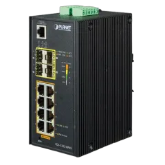 Planet Industrial 12-Port L2 PoE Managed Switch (8x 1GbE RJ45 802.3at PoE 36w port 2x 1G SFP 2x 10G SFP ) (-40~75 degrees C)