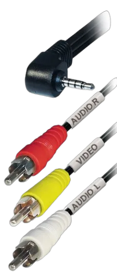 Transmedia Connecting Cable 4 pin 3,5 mm plug, angled - 3x RCA-plug, 2m