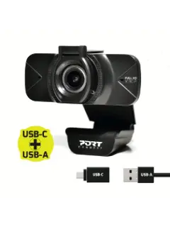 Port FHD web kamera 1080p,USB-A/C,crna s poklopcem