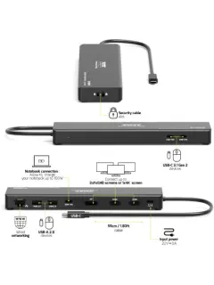 Port docking travel  USB-C,1x4K ili 3XFHD, do 100W