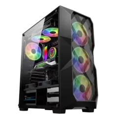 NaviaTec Raptor Gaming case with 4x RGB Fans, Tempered Glass Side, Mesh front panel