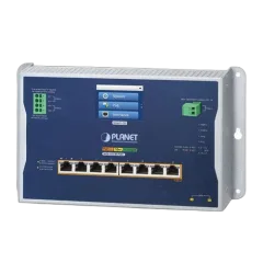 Planet Industrial L2 8-Port 10 100 1000T 802.3bt PoE 2-Port 1G 2.5G SFP Wall-mount Managed Switch with LCD Touch Screen