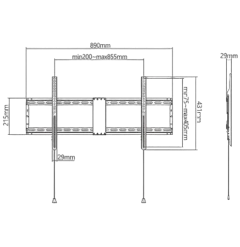 Gembird TV wall mount (fixed), 43”-90” (70 kg)