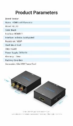 Vention HDMI to RCA Converter Black Metal Type
