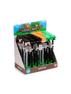 Kemijska olovka Puckator Minecraft s gumenim ukrasom (Alex/Steve/Creeper/Enderman) sortirano 24/1 PEN209