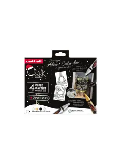 Marker Uni božićni gift set Chalk_kreda marker (elegant) pwe-5m 4 kom + 2 šablone u kutiji (set 04) 4/1 302422408